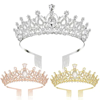 Fancy Day Queen Crown Women Crystal Tiaras Wedding Crown Bride Princess Headpieces Bridal Crown for Halloween Costume Party