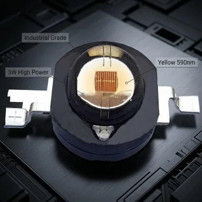 High Power 3W Yellow LED Chip, 590-595nm Golden Yellow LED Bead with Ceramic Base for Professional Landscape & Flood Lighting