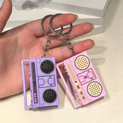 Fun Classic Plastic Radio Retro Recorder Couple Gift Keychain Mini Recordable Pendant Wholesale