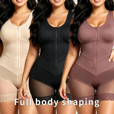 High Compression Postpartum Post-Surgery Bodysuit Firm Control Eco-Friendly Seamless Spandex/Nylon Full Body Front Closure