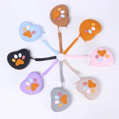 Portable Wrist Strap Storage Bag, Cute Cartoon cat Paw Silicone Pet Storage Bag