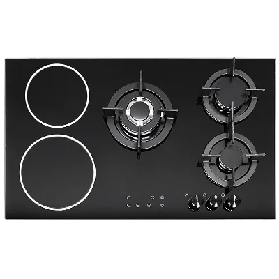 87cm Gas Cooktop Mix Infrared Cooktop Combo with 3 Gas and 2 Ceramic Burners Built-in Hybrid Hob 9 Power Levels Safety Lock