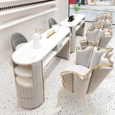 High Quality Manicure Table for Nail Salons Modern White Design Hot Sale Metal Material