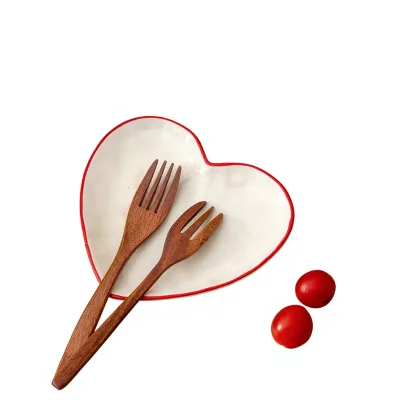Custom-made Cross-border Korean-style Hand-molded Heart-shaped Spoon Rest with Storage Kitchen Use High-value Model DD1439