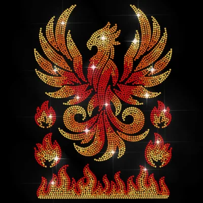 Stable Strong Adhesive Hotfix Rhinestone Transfer, Wear-resistant Phoenix Flame Crystal Rhinestones for Casual Tote Trimmings