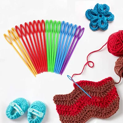 Long head colored plastic eye needle stab-proof cross stitch children's household sewing needle