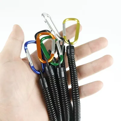 Fishing Lanyard Heavy Duty Retractable Coiled Tether with Carabiner for Pliers Boating Tools