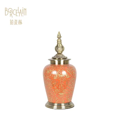 Wholesale hand printed jar Home goods small Middle eastern Ginger jar with lids