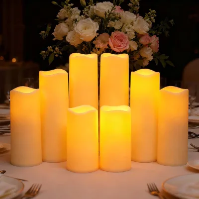 Battery Operated Candles Pillar LED Candle Remote Control Timing 2.2 Inches Plastic Flameless Flickering LED Candle
