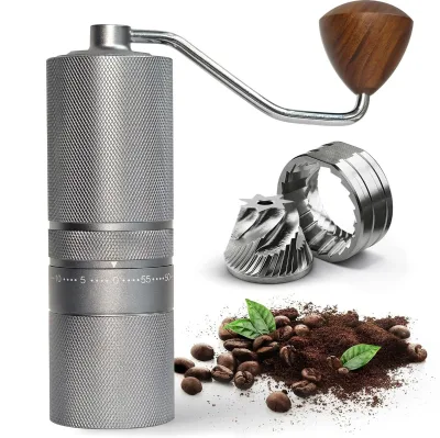 420 Stainless Steel Burr Espresso Mini Small Hand Mill Portable Manual Coffee Grinder with Wood Knob
