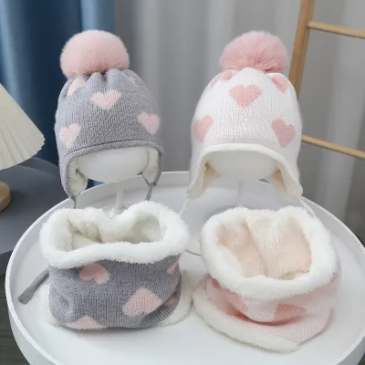 HY7 Children's Winter Warm Knit Hat Winter Neck Warmer Set,Perfect for Boys and Girls