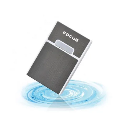 Customized Logo Slim Metal Windproof Cigarette Case with Automatic out Gas Lighter