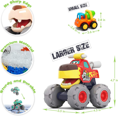 Hot Sale Monster Truck Toy 3pcs Cartoon Friction Car Crocodile Friction Powered Bull Car Pull Back Leopard Car Big Wheel Truck
