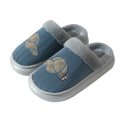 Men's Cotton slippers extra Large Size Thick Bottom Waterproof PU Women's Winter slippers Fluffy slippers Sandals Flip Flops