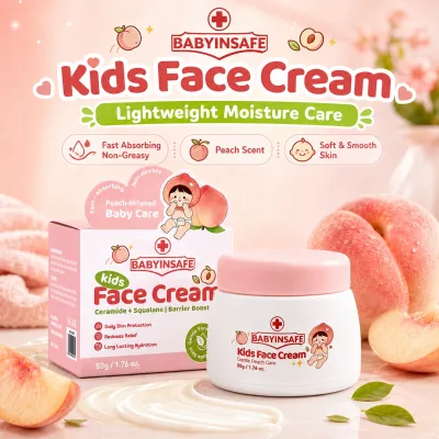 Wholesale 50g Kids Face Cream With Ceramide Squalane Barrier Boost Relief Redness Hydration Peach Non-Greasy Baby Face Cream