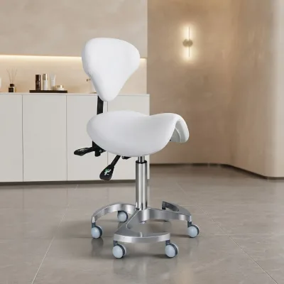 Hydraulic Saddle Facial Stool Height Adjustable by Gas Lift  PU Leather Reclining Barber Chair for Beauty Salon