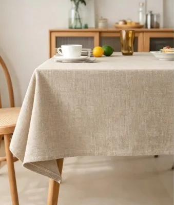55 Linen 45 Cotton Solid Color Tablecloth 190gsm Eco Friendly Washable Nordic Dining Table Cover for Home Wedding Banquet