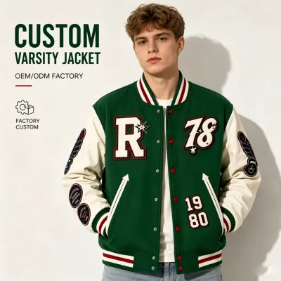 BQ Custom Wool Varsity Jacket Men OEM Letterman Jacket Leather Sleeves Private Label Chenille Embroidery Baseball Jacket Factory