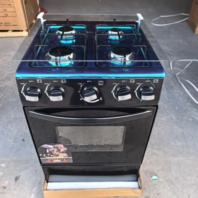 50cm Compact Freestanding Classic Gas Cooker 4 Burners Cooking Range 50L Gas Oven High Efficiency Stainless Steel Top Panel