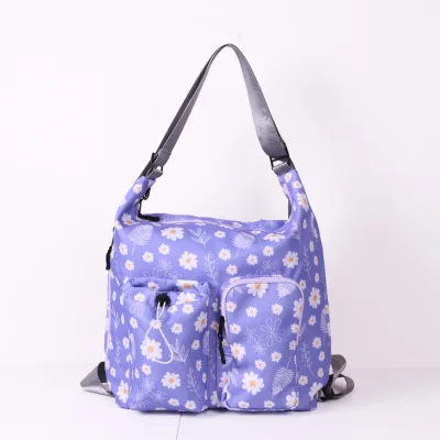 Special Print Nylon Sling Backpack, Multi-functional Large Capacity Mom Diaper Bag for Parent-child Outdoor