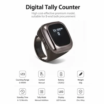 Smart Tally Counter Ring - High-End Digital Tasbih with HD OLED Screen & Red Gold/Rose Gold Finish for Islamic Gifts