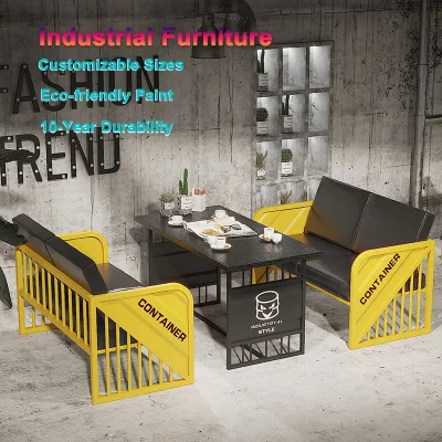 Commercial Grade Music Restaurant Booth Sofa Industrial Style Bar Table Chair Cafe Metal Upholstered Furniture Set