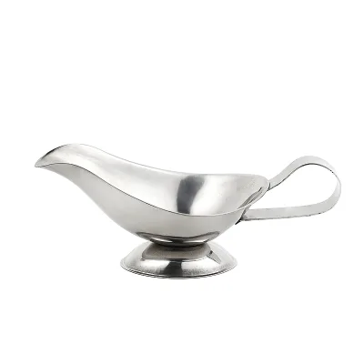 Hotel Spice Kitchen Restaurant Stainless Steel Handle No Dripping Sauce Lip Salt Spice Gravy Boat Metal Construction