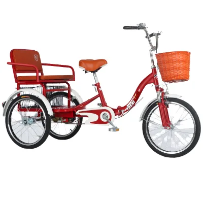 Adult & Elderly Self-Propelled Folding Bicycle Recreational Pedicab with Leisure Commute for Pick-up of Children and Passengers