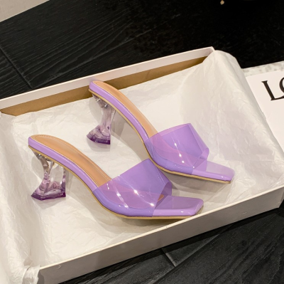 Women Sandals Wholesale 2023SS New Arrive Crystal Strange Style Heel Jelly Sandals Soft Slides Ladies Beach Shoes Clear Sandals