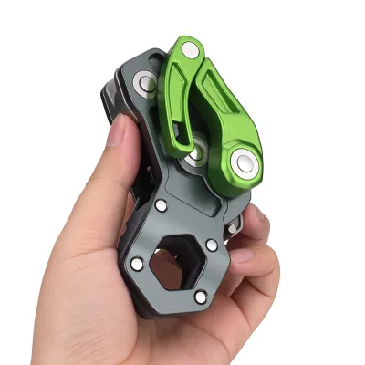 AILOT Self-Braking Descender 7075 Aluminum Alloy Moving Cam Speed Control Folding Rope Control Device Green Gray Climbing Rescue