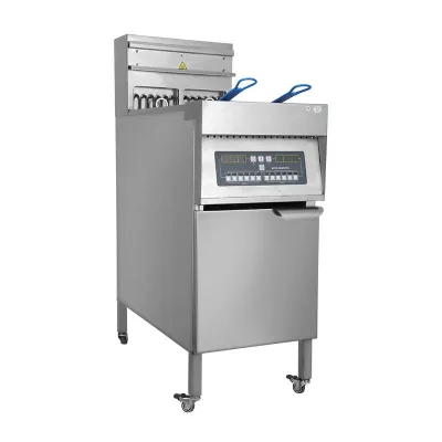 Commercial Vertical Two Pot Digital Electric High Deep Frying Machine Separate Frying Basket Built-in Oil Drain System Fast Food