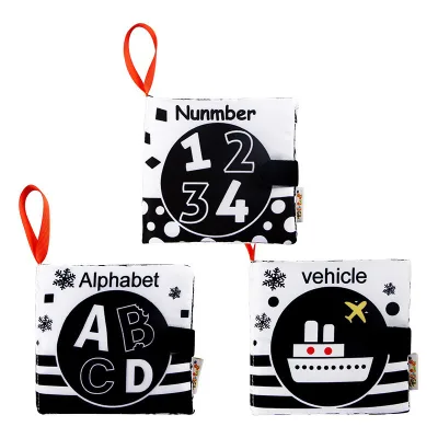 Baby Visual Training Black and White Cloth Books Fabric Activity Washable Montessori Sensory Soft Baby Quite Cloth Books