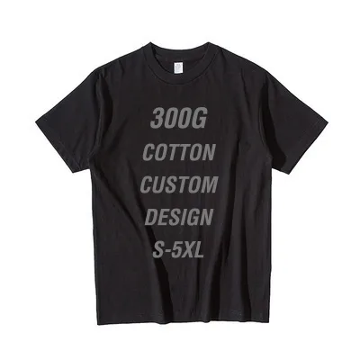 Roof Gallery 300G Cotton T-Shirt Men Plus Size S-5XL Custom Design Street Style O-Neck Short Sleeve Solid Color Breathable Jerse