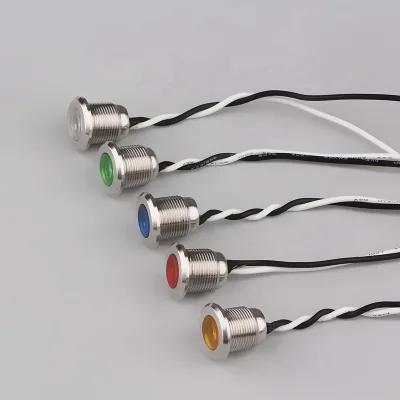 12mm 12V LED Indicator Lamp Stainless Steel or Chrome IP68 Equipment Lights for Equipment Monitoring