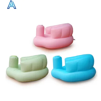 Factory Customize Thick Vinyl PVC air Blow Inflatable Baby Infant Bath Cushion Bath Seat Kids Shower Seat