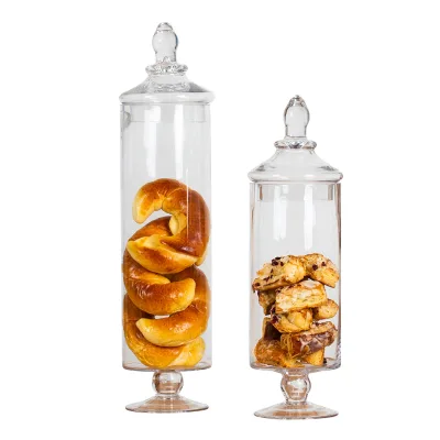 Glass Candy Jar With Glass Lid for Home Wedding Celebration and Hotel Food Safe Glass Apothecary Jar Storage