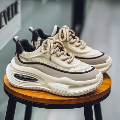2024 Wholesale Men's Summer Retro Platform Sneakers Soft Cushioned Walking Shoes Height Increasing