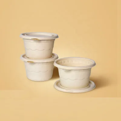 Odorless Microwave Safe Paper Bowls Disposable Take Away Kraft Paper Salad Bowl With Paper Lid