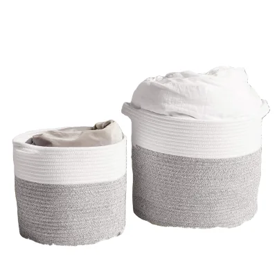 Basbet cotton rope wholesale custom fashion foldable storage basket cotton rope woven laundry basket