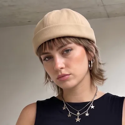 Cross-border Solid-color Brimless Dome Docker Hat Unisex Versatile Vintage Fabric Street Style Cap Adjustable Sunshade