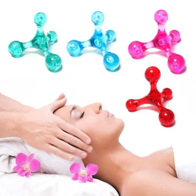 Deep Tissue Body Massage Tool Hand Held 4-Legged Massage Knobs Balls for Gentle Point Massage Arm Back Leg Head Foot HA01942
