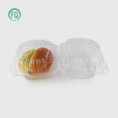 6 Inch BOPS Hinged Disposable Plastic to Go Containers Hinged Clamshell BOPS Transparent for Supermarket