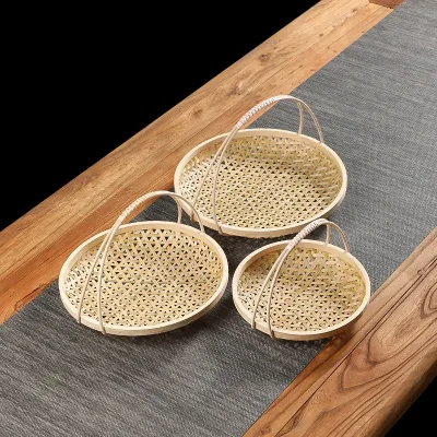 Handmade Natural Woven Bamboo Fruit Basket Decorative Basket for Flowers and Fruits Storage