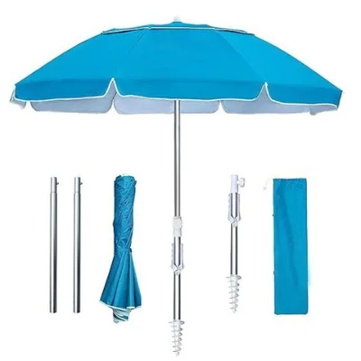 Hot Selling 6.5ft Portable Beach Sun Shade Oxford Fiber Customized Beach Umbrella With Sand Anchor