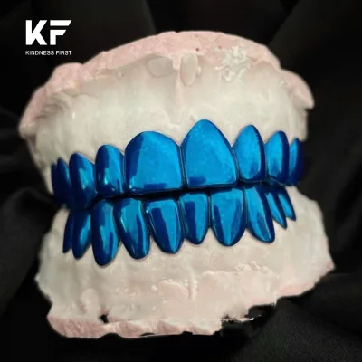 fine jewelry Top 6 blue colorful solid 925 sterling silver Bottom 6 Men 925 Silver 10K 14K 18K Real Gold Custom Dental Grillz