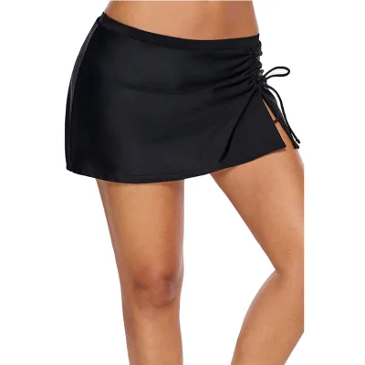 2024 New Design Adjustable Drawstring Swimming Trunks Women's Solid Color Swimsuit One Piece Single Beach Swim Shorts