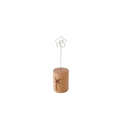 Rustic Wood Place Card Holders Real Wooden Base Memo Photo Clip Stand for Party Wedding Table Numbers Office Decor Accessories