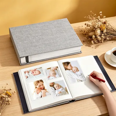 Custom Baby Memory Book Hardcover Linen Cover Magnetic Scrapbook DIY Sticky Pages Waterproof Eco Friendly Album Newborn