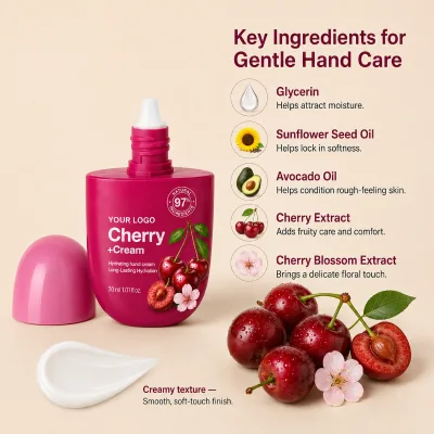 Hydrating Dry Cracked Rough Hands Repairing Long Lasting Moisture Smooth Soft Best Natural Cherry Moisturizing Hand Cream
