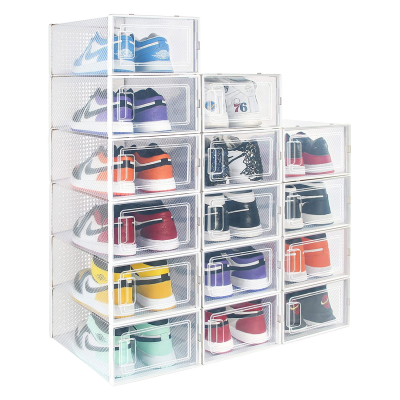 Sneaker Shoes Box Light Creative Transparent Turn Open Cover Down Plastic Shoe Box Storage Box